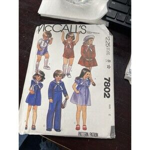 1981 McCall's 7802 Boy Girl Sailor Suit Dress Shirt Pants Shorts Pattern Sz 6